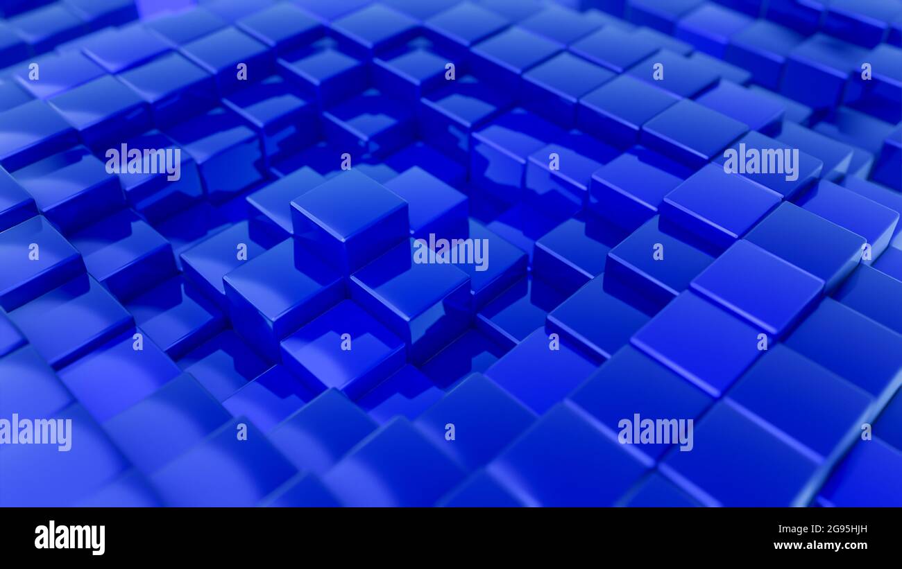 Minimalistic waves pattern made of cubes. Abstract Blue Cubic Waving ...