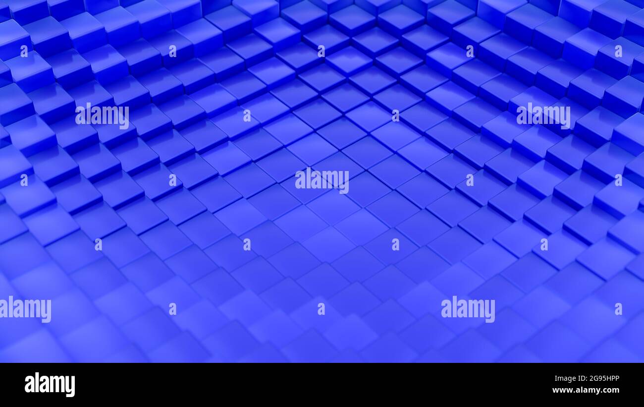 Minimalistic waves pattern made of cubes. Abstract Blue Cubic Waving ...