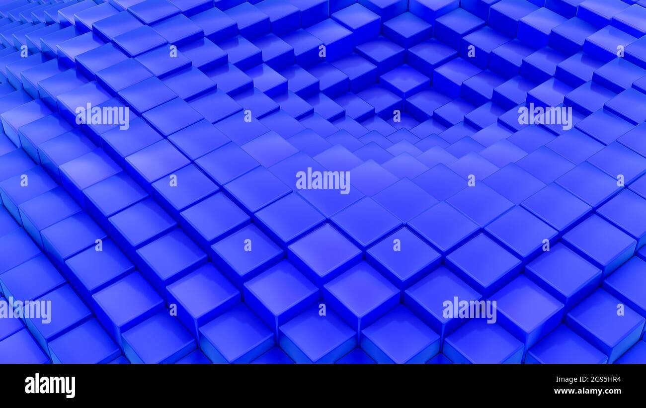 Minimalistic waves pattern made of cubes. Abstract Blue Cubic Waving ...