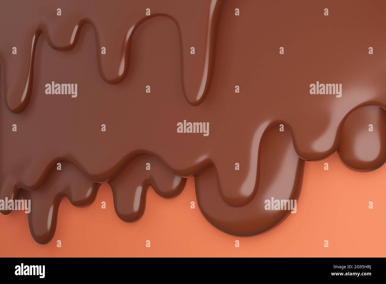Melted milk brown chocolate flow down.,3d model and illustration. Stock Photo