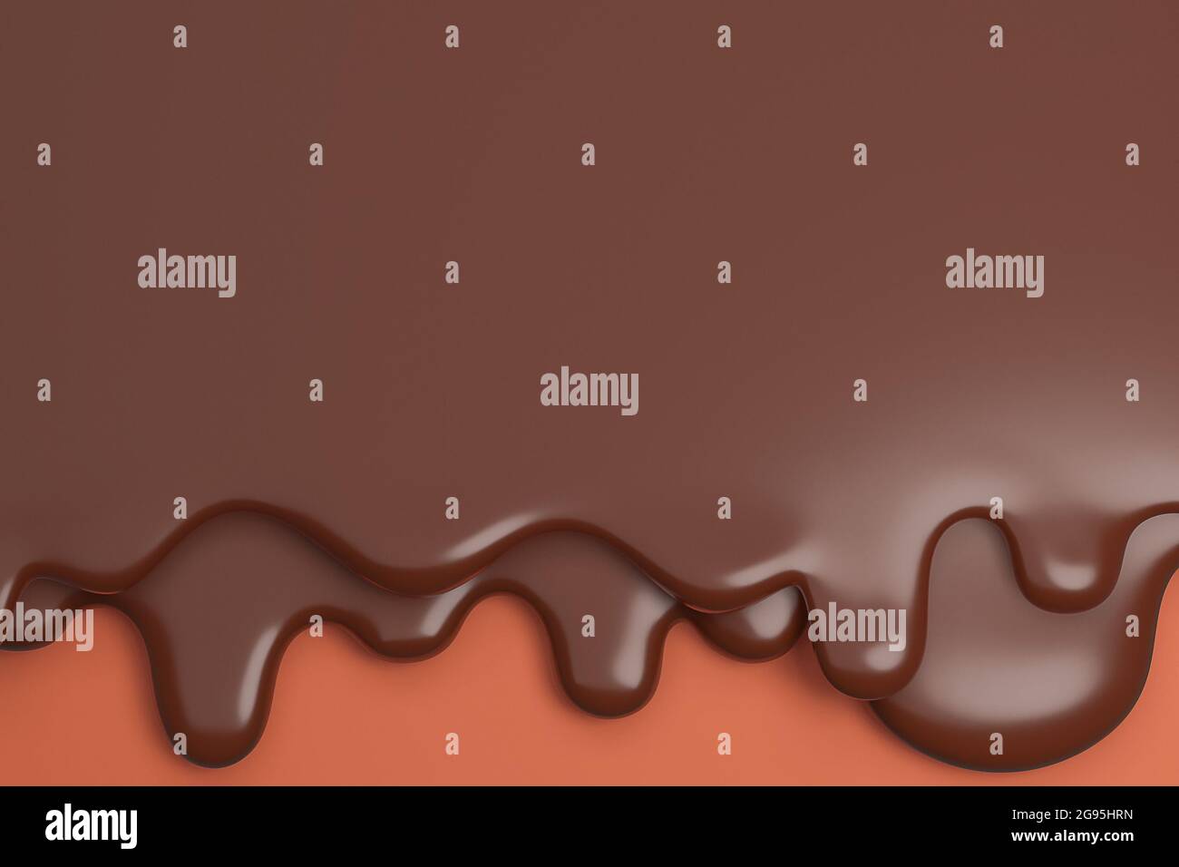 Melted milk brown chocolate flow down.,3d model and illustration. Stock Photo