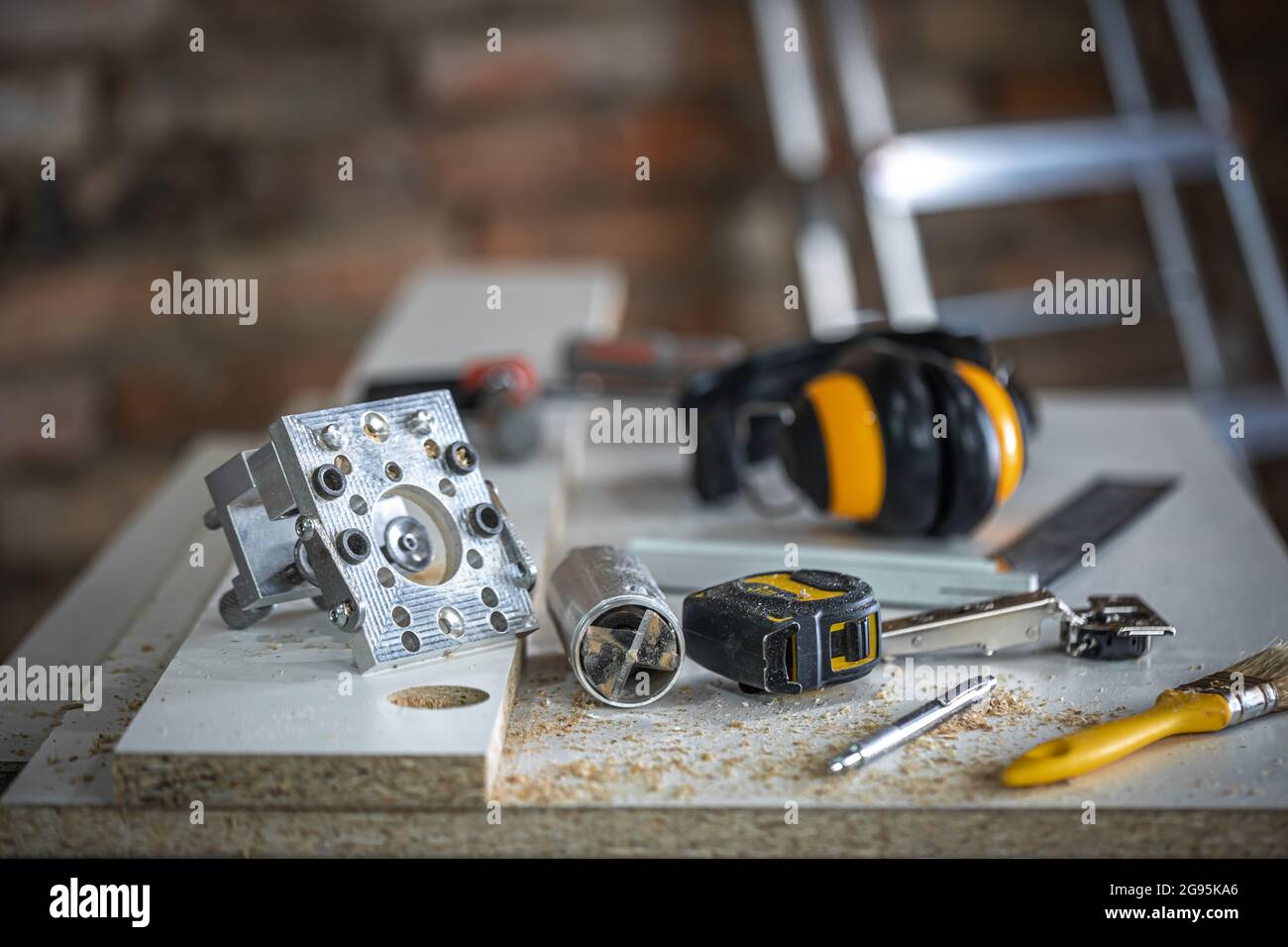 Carpenters with instruments and tools hi-res stock photography and ...