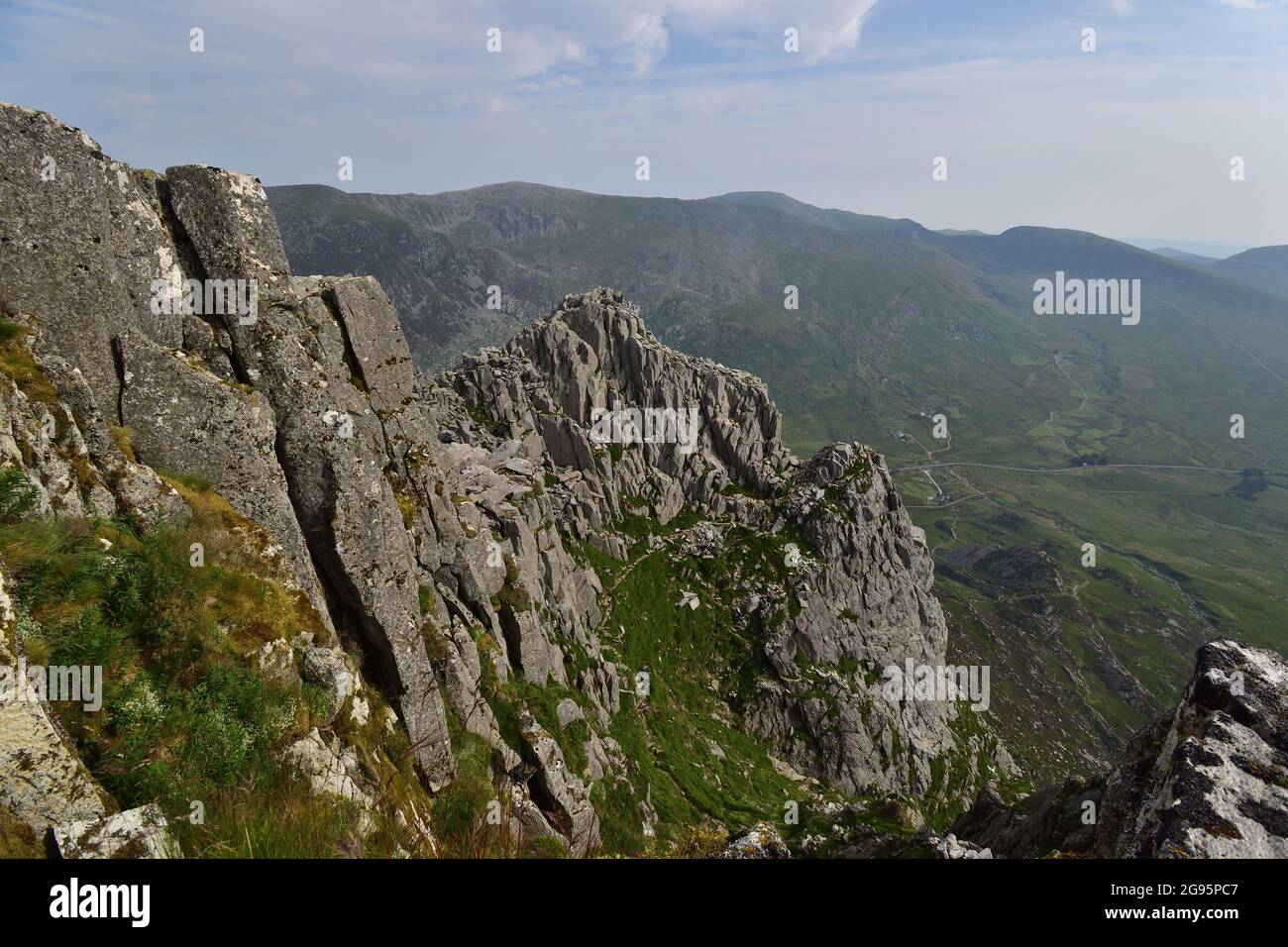 View from half way up Tryfan north ridge route Stock Photo