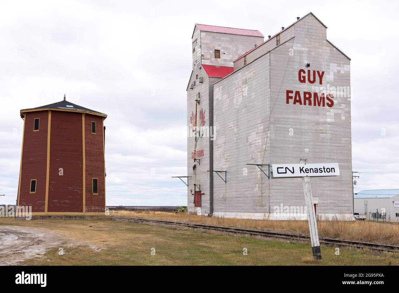 KENASTON, CANADA May 06, 2019 A low angle shot of Elevator complex