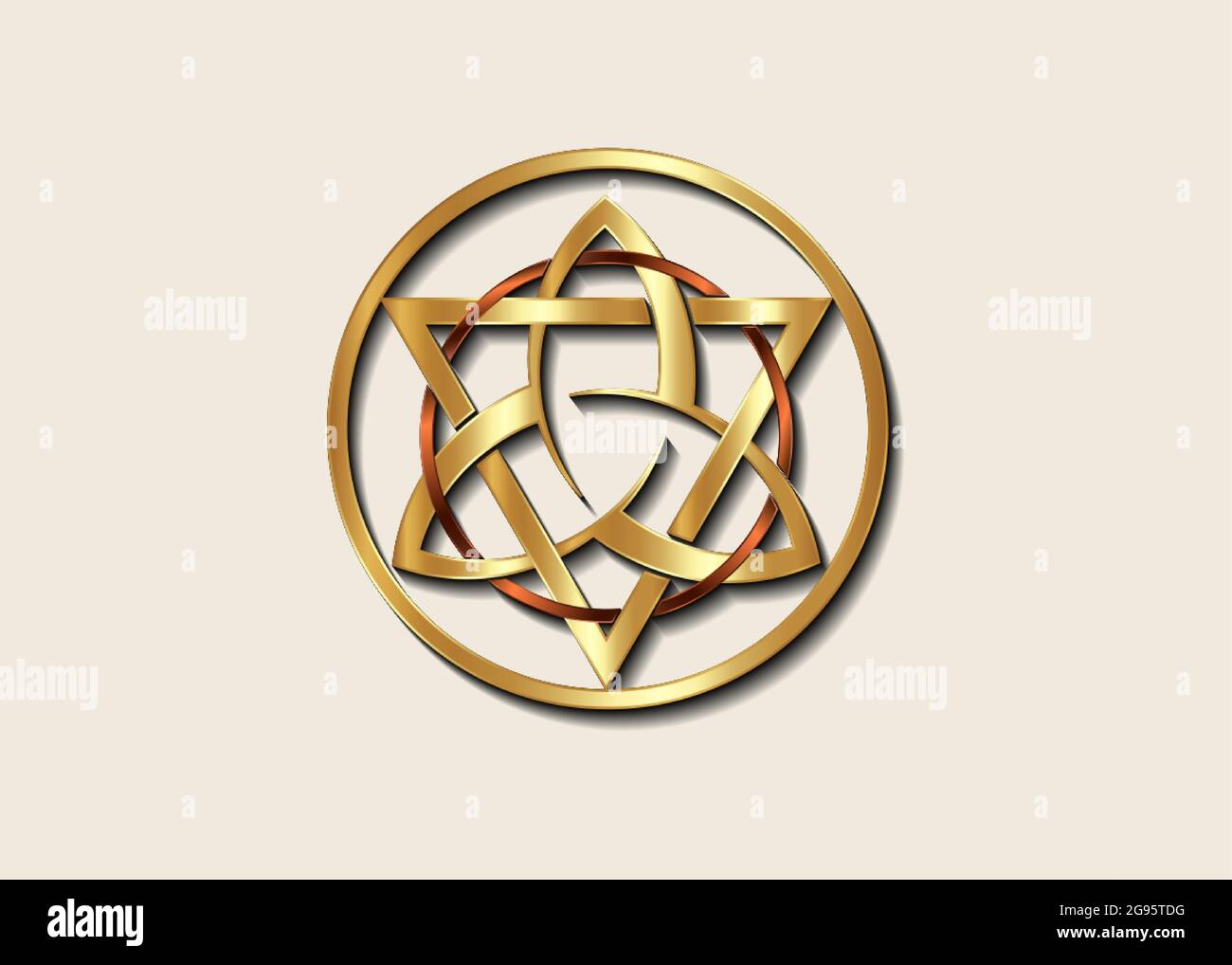 The Grand Seal of gold Triquetra with Triangle and bronze Circle logo,  Luxury Metallic round Trinity Knot, Pagan Celtic symbol Triple Goddess.  Wicca Stock Vector Image & Art - Alamy