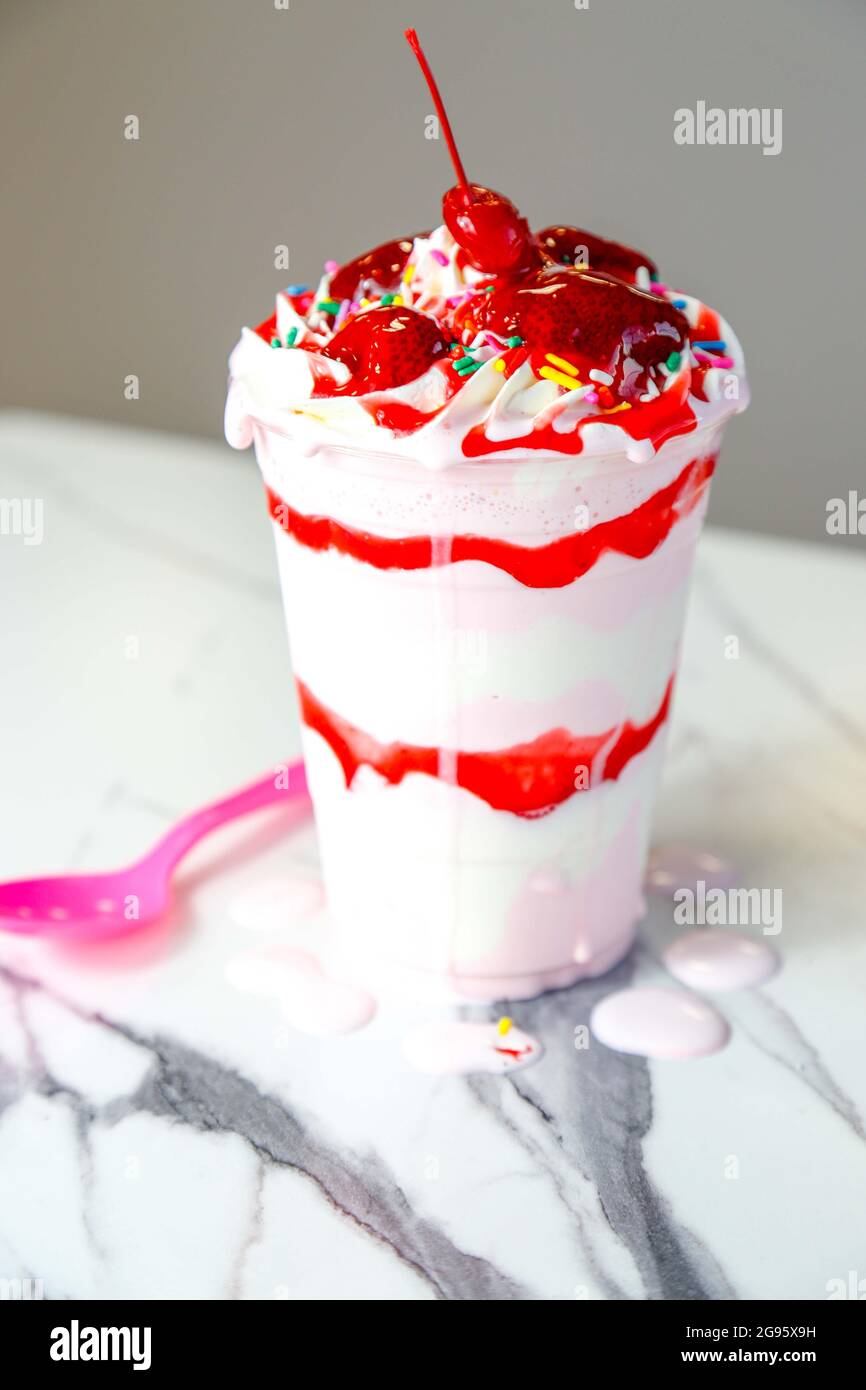 Strawberry Milk Shake Stock Photo - Alamy