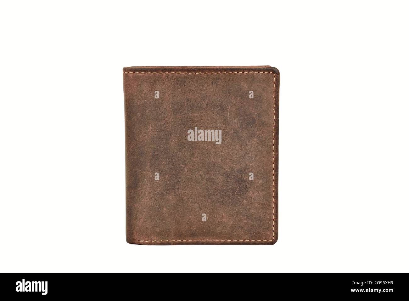 Suede Leather Wallet Isolated On White Background With Clipping Path Stock Photo