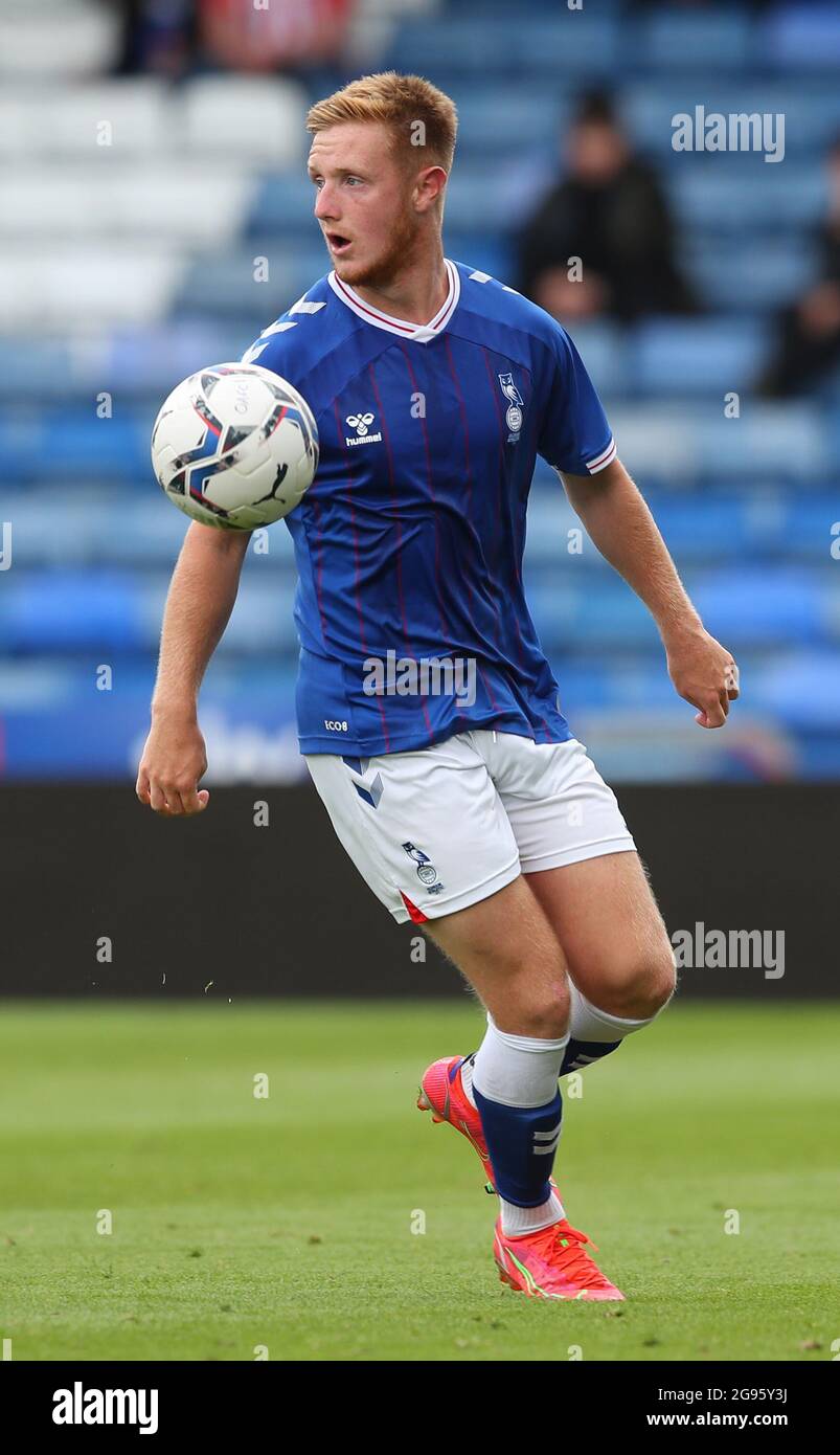 Oldham, England, 24th July 2021. Davis Keillor-Dunn of Oldham during the Pre Season Friendly match at Boundary Park, Oldham. Picture credit should read: Simon Bellis / Sportimage Stock Photo