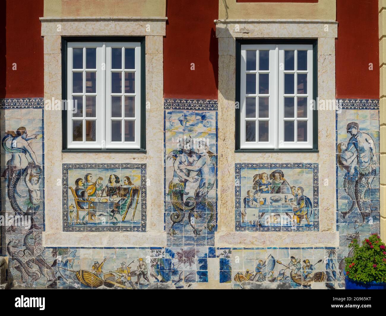 Baroque multicoloured tiles from the garden facade of Fronteira Palace, Lisbon Stock Photo