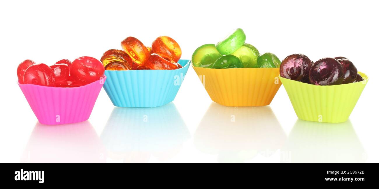 Tasty colorful candies isolated on white background Stock Photo - Alamy