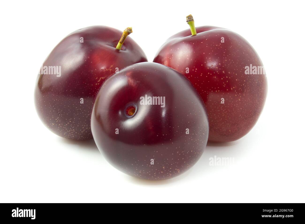 Fresh plums isolated on white background Stock Photo