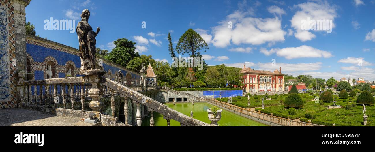 General view of Fronteira Palace, the gardens and the Kings Gallery terrace, Lisbon Stock Photo