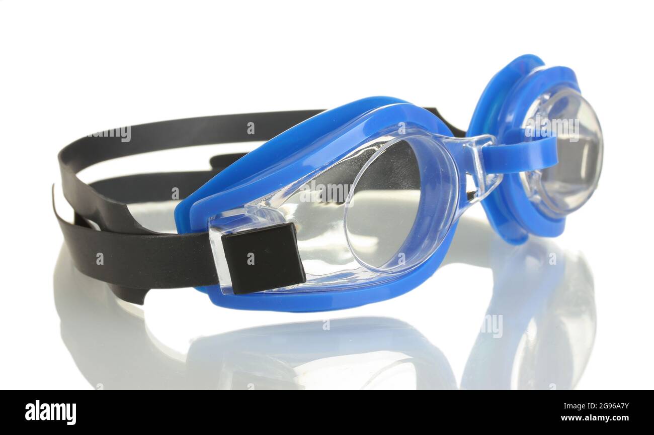 blue swim goggles isolated on white Stock Photo Alamy
