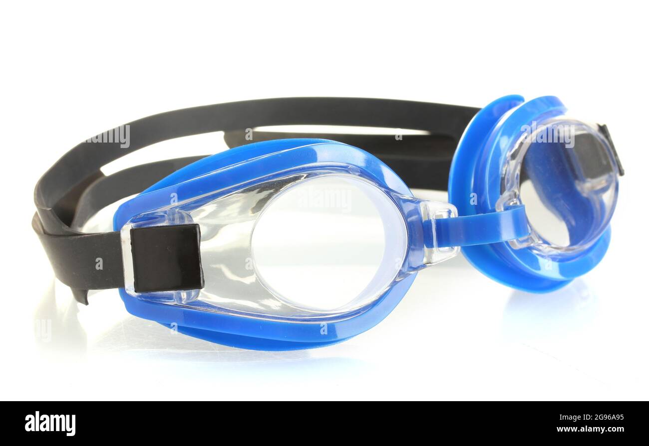 blue swim goggles isolated on white Stock Photo Alamy