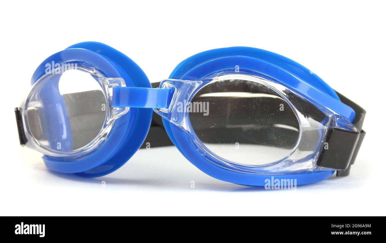 blue swim goggles isolated on white Stock Photo Alamy