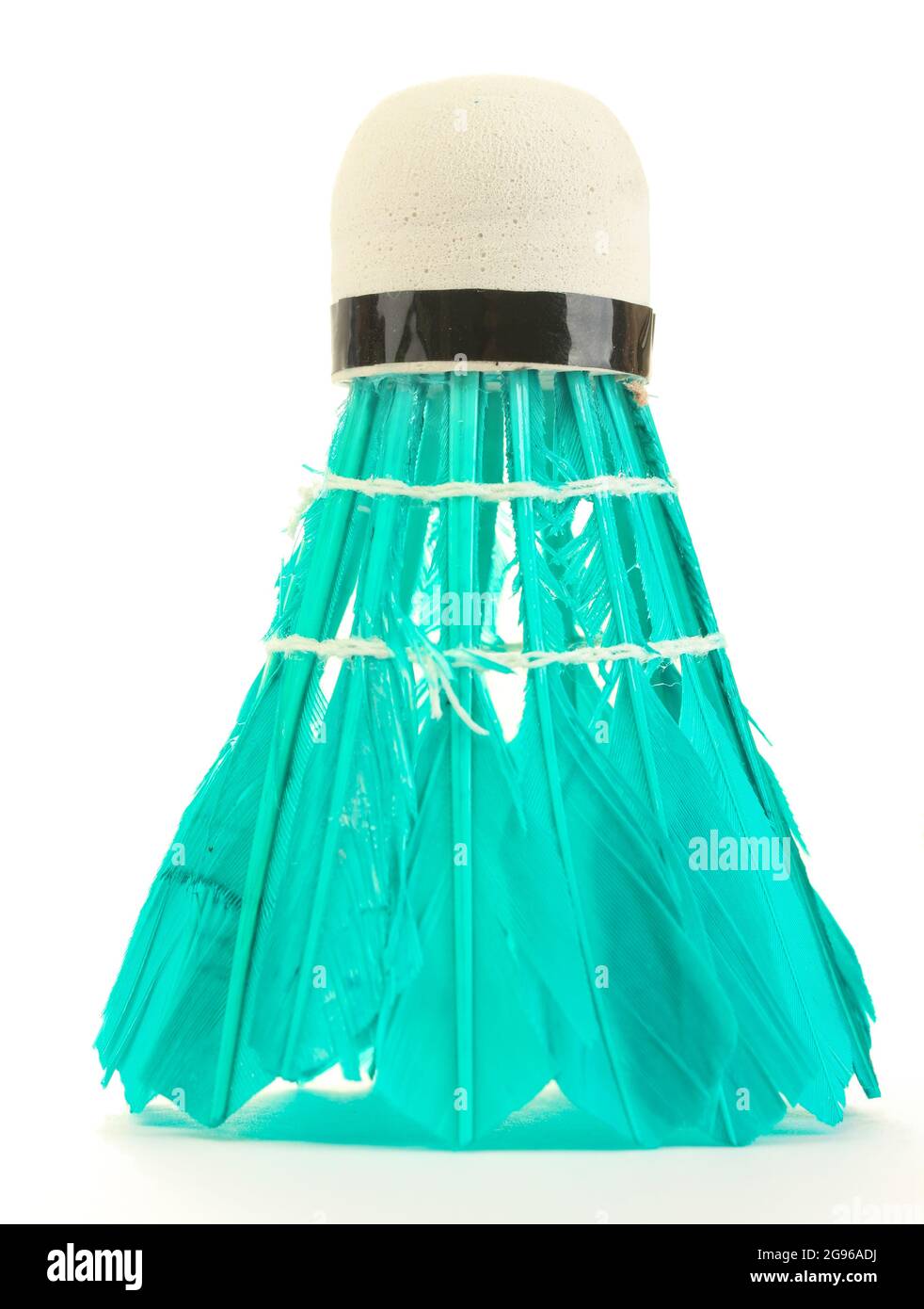 blue feather shuttlecock isolated on white Stock Photo Alamy