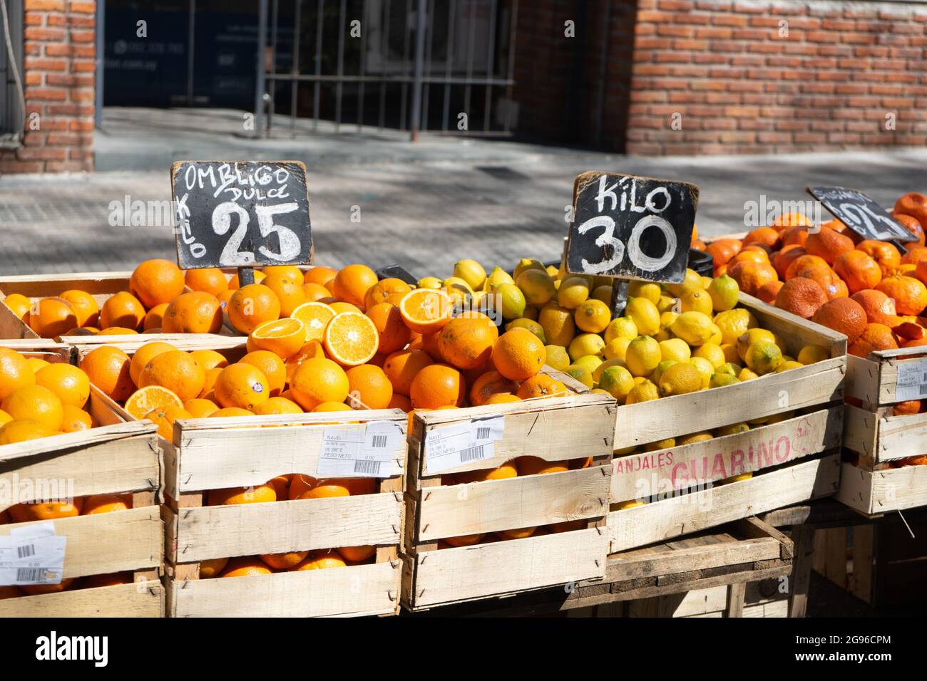 Fruits for sale at street fair. Montevideo, Uruguay Stock Photo