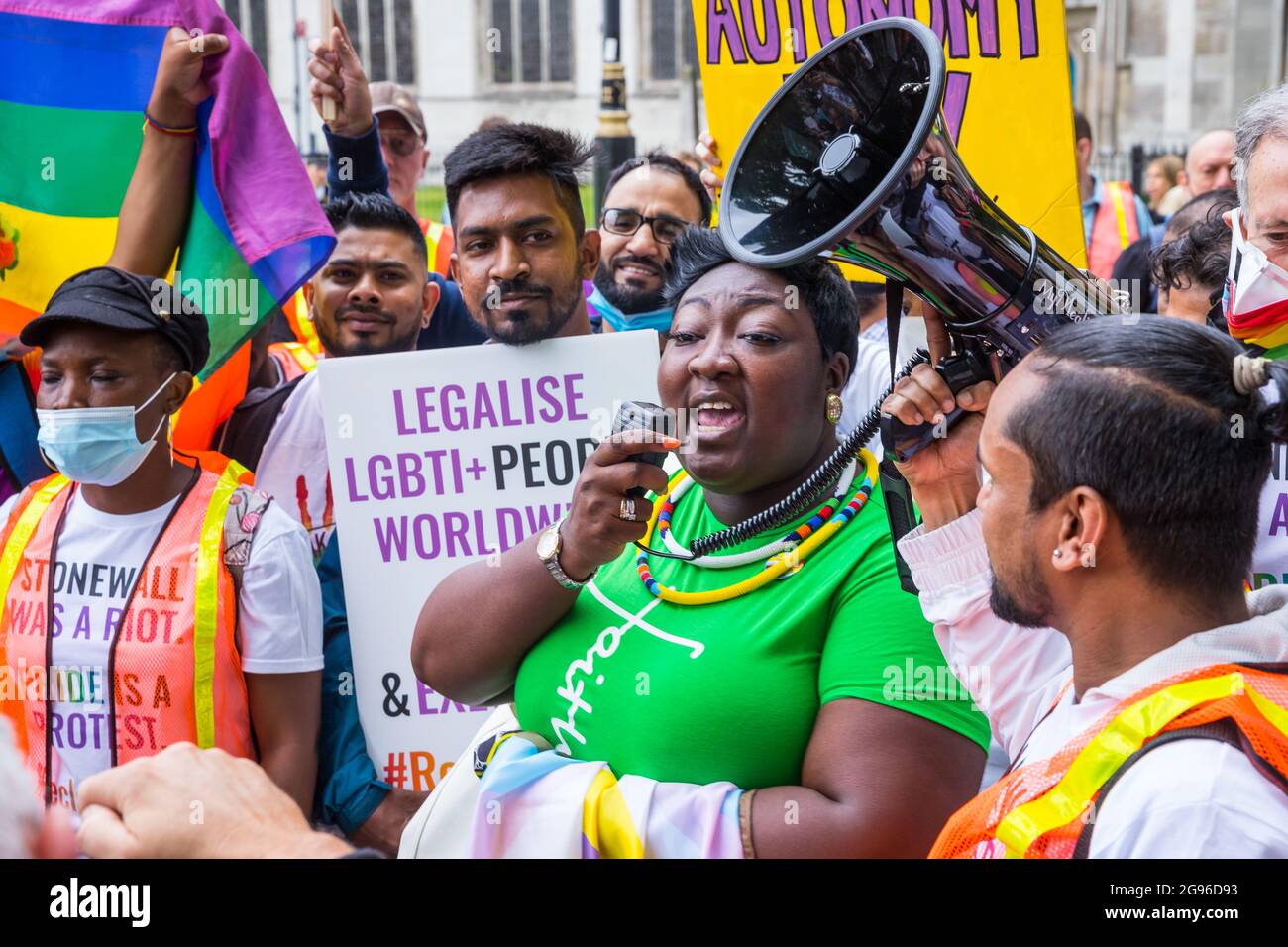 Phyll Opoku-Gyimah at the Reclaim pride protest, London, organised by Peter Tatchell Stock Photo