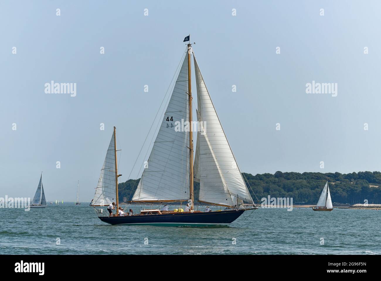 Infanta is a Philip Rhodes design traditional Racing Yawl built in 1947 by the Kretzer Boat Works Stock Photo