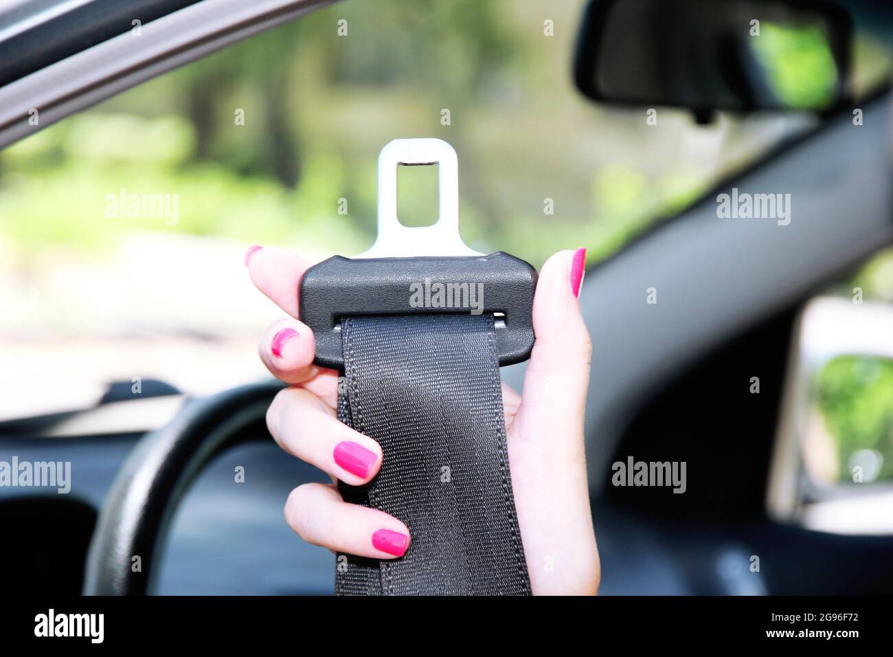 Safety belt in car Stock Photo Alamy