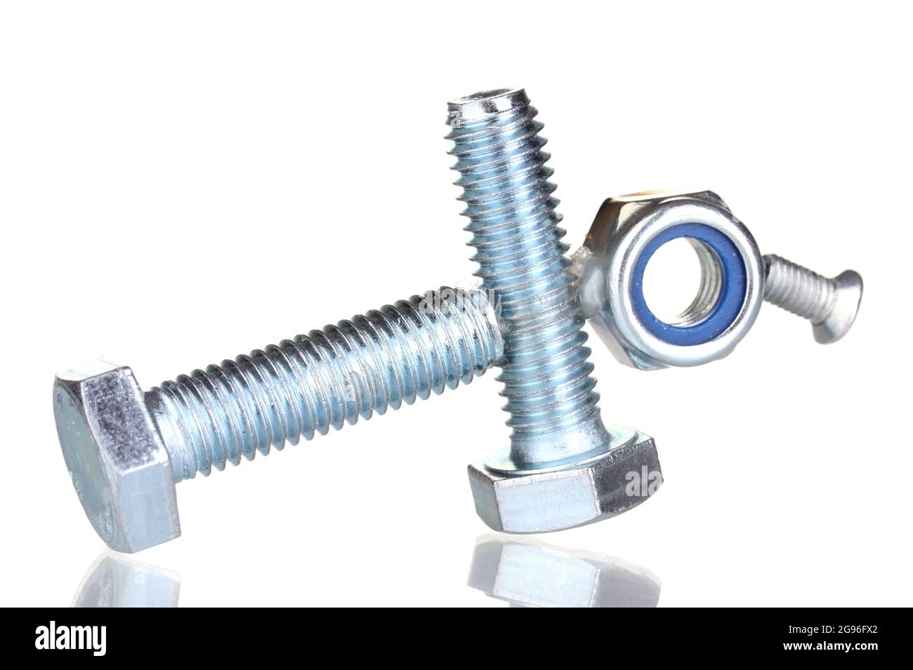 Stack of balanced screws isolated on white Stock Photo Alamy