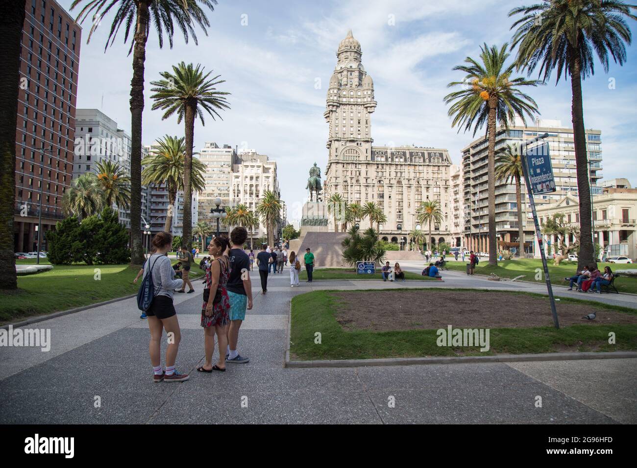 Plaza Independencia (Independence Square) is the name of Montevideo's most important plaza. Stock Photo