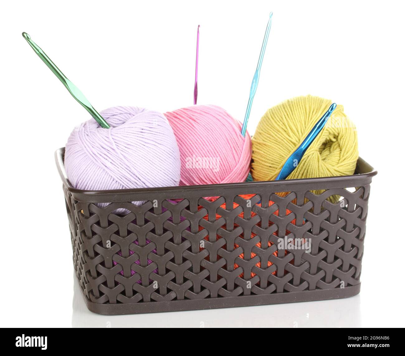 Colorful knitting yarn balls - wool and cotton thread in a wicker basket  Stock Photo - Alamy