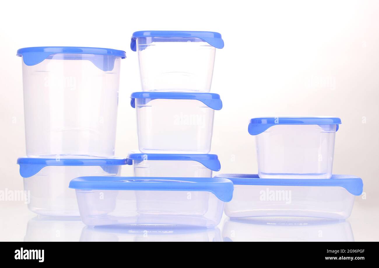 Plastic containers for food isolated on white Stock Photo Alamy