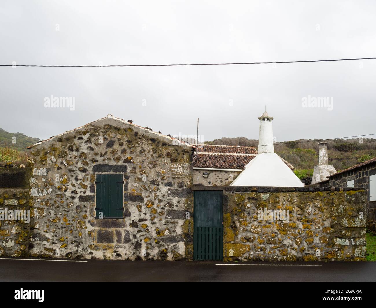 House built with volcanic rock, Graciosa Island Stock Photo