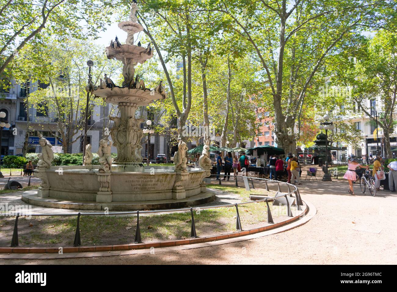 Fountain at Constitution Square. Montevideo, Uruguay Stock Photo