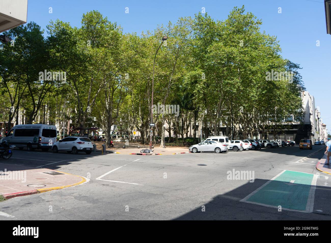 View of the main square or constitution in the Ciudad Vieja neighborhood, Montevideo, Uruguay Stock Photo