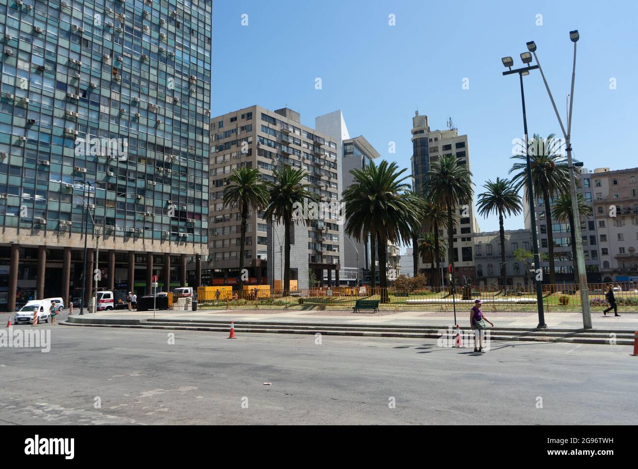 View of buildings around Plaza Independencia. Montevideo, Uruguay Stock Photo