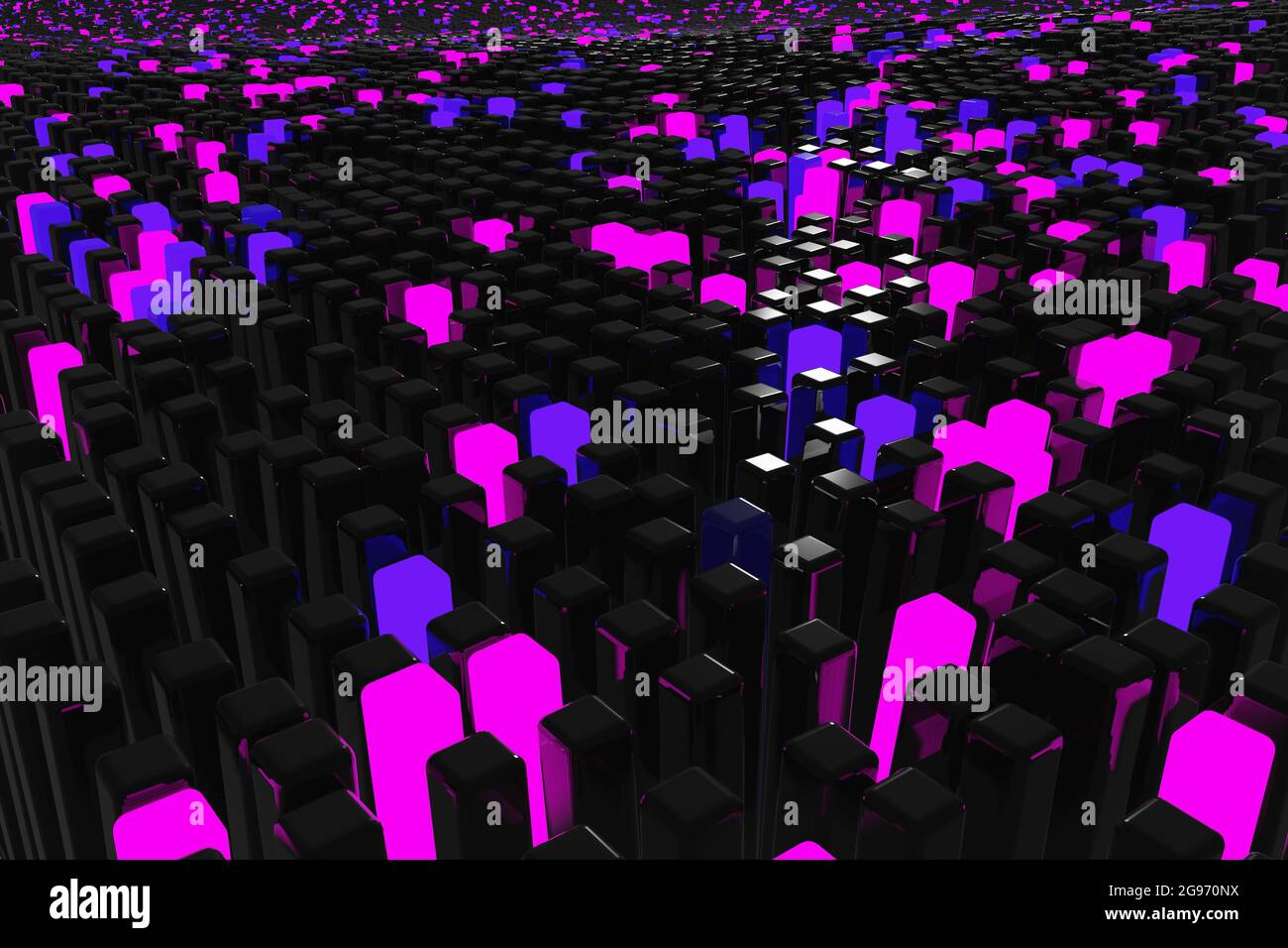 3d technological hologram, science hud interface element. Abstract waving surface from many glowing particles, connection background. Stock Photo