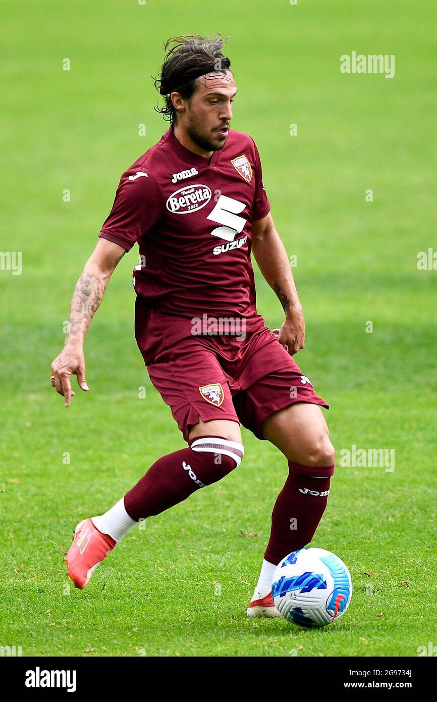 Santa Cristina Gherdeina, Italy. 24 July 2021. Lyanco Vojnovic of Torino FC  in action during the pre-season friendly football match between Torino FC  and SSV Brixen. Torino FC won 5-1 over SSV