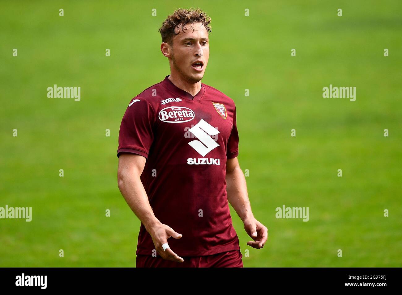 Santa Cristina Gherdeina, Italy. 24 July 2021. Lyanco Vojnovic of Torino FC  in action during the pre-season friendly football match between Torino FC  and SSV Brixen. Torino FC won 5-1 over SSV