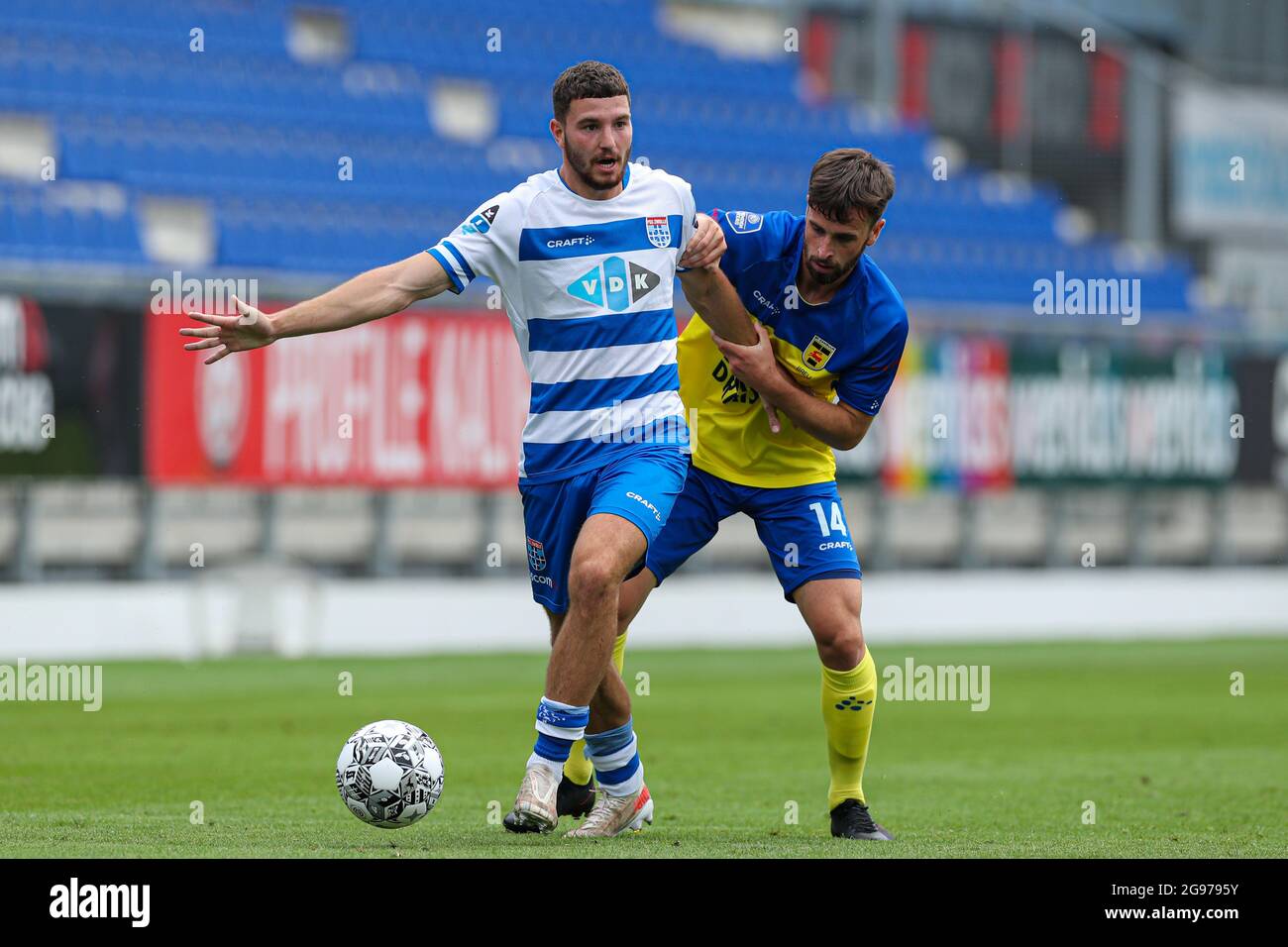 ZWOLLE, NETHERLANDS - JULY 24: Chardi Landu of PEC Zwolle during the  Pre-season Friendly match between PEC Zwolle and SC Cambuur at Mac park  stadion on July 24, 2021 in Zwolle, Netherlands (