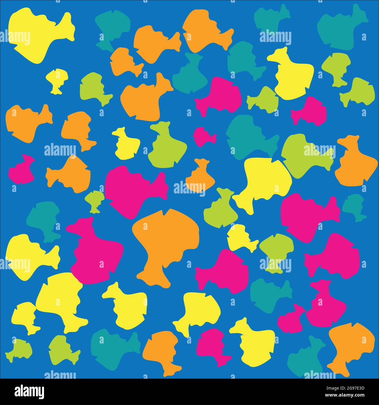 Fish pattern on a blue background. Cute fishes Stock Vector