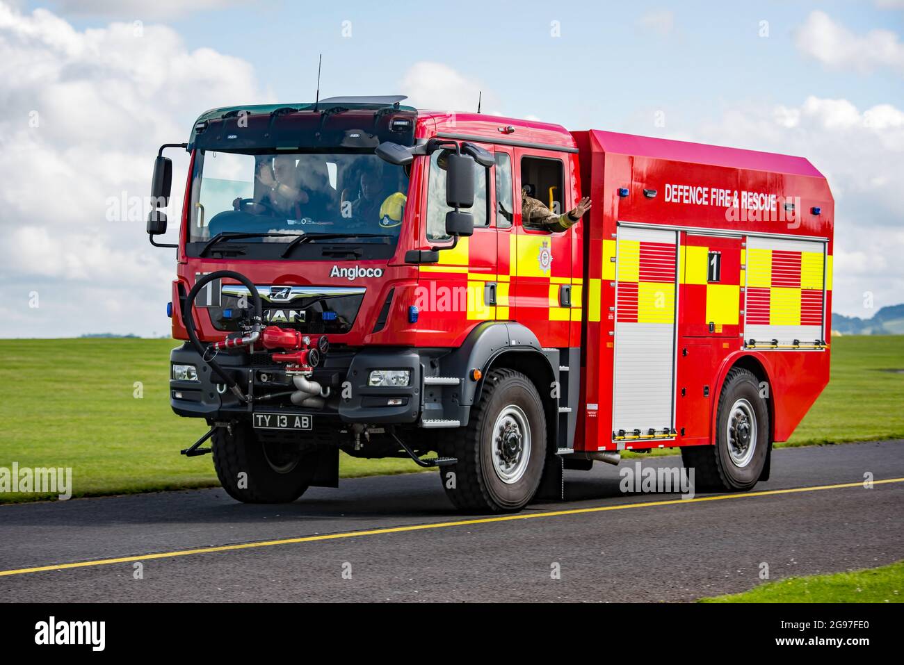 Airfield fire appliance at AAC Middle Wallop airfield in Hampshire, UK on the 7th July 2021. Stock Photo