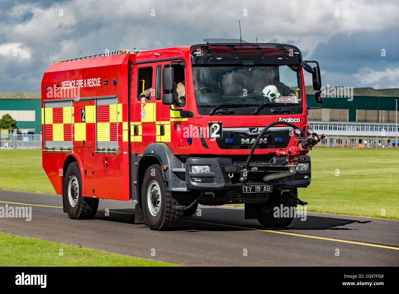 Airfield fire appliance at AAC Middle Wallop airfield in Hampshire, UK on the 7th July 2021. Stock Photo