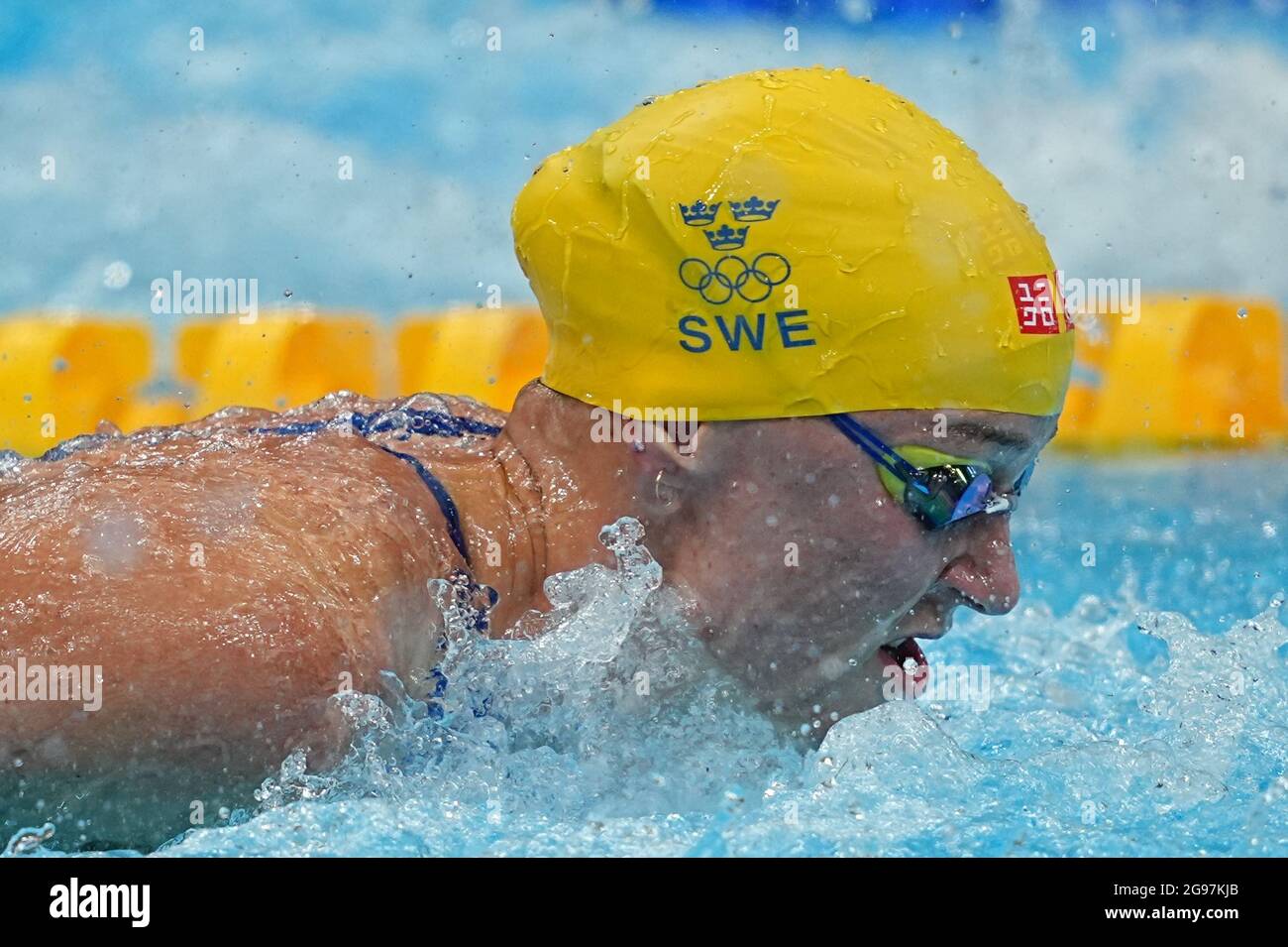 Tokio, Japan. 25th July, 2021. Swimming Olympics, 100m butterfly, women, semifinals at Tokyo