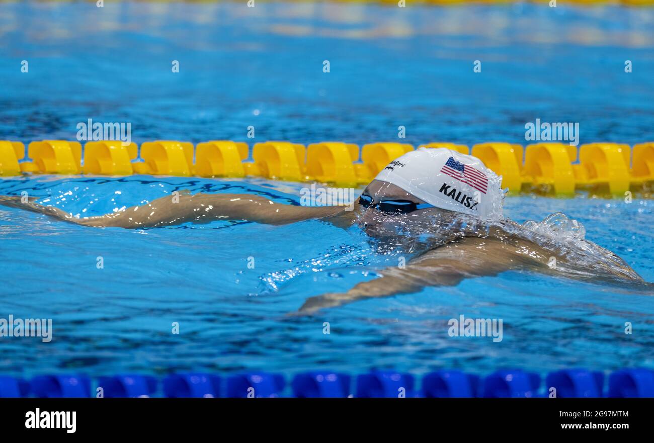 Men's 400m Individual Medley KALISZ Chase (USA) Tokyo Tokio, 25.07.2021, Japan, Olympic Games, Olympische Spiele, 2020 2021  Foto: Moritz Müller Only for Editorial use  Copyright (nur für journalistische Zwecke) by :  Moritz Müller, Wilhelm-Raabe-Str.18, 40470 Düsseldorf. Tel. 0211-13954918. Mb.: 0176-81034275; Honorar zzgl. 7%UmSt. + Belegexemplar; Commerzbank, Konto: 3813045, BLZ: 30040000; IBAN: DE49 3004 0000 0381 3045 00; Finanzamt Düsseldorf-Nord, Steuernummer: 105/5193/1677 Stock Photo