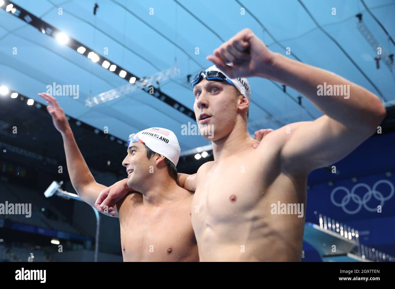 Tokyo, Japan. 25th July, 2021. Chase Kalisz (R) and Jay Litherland of
