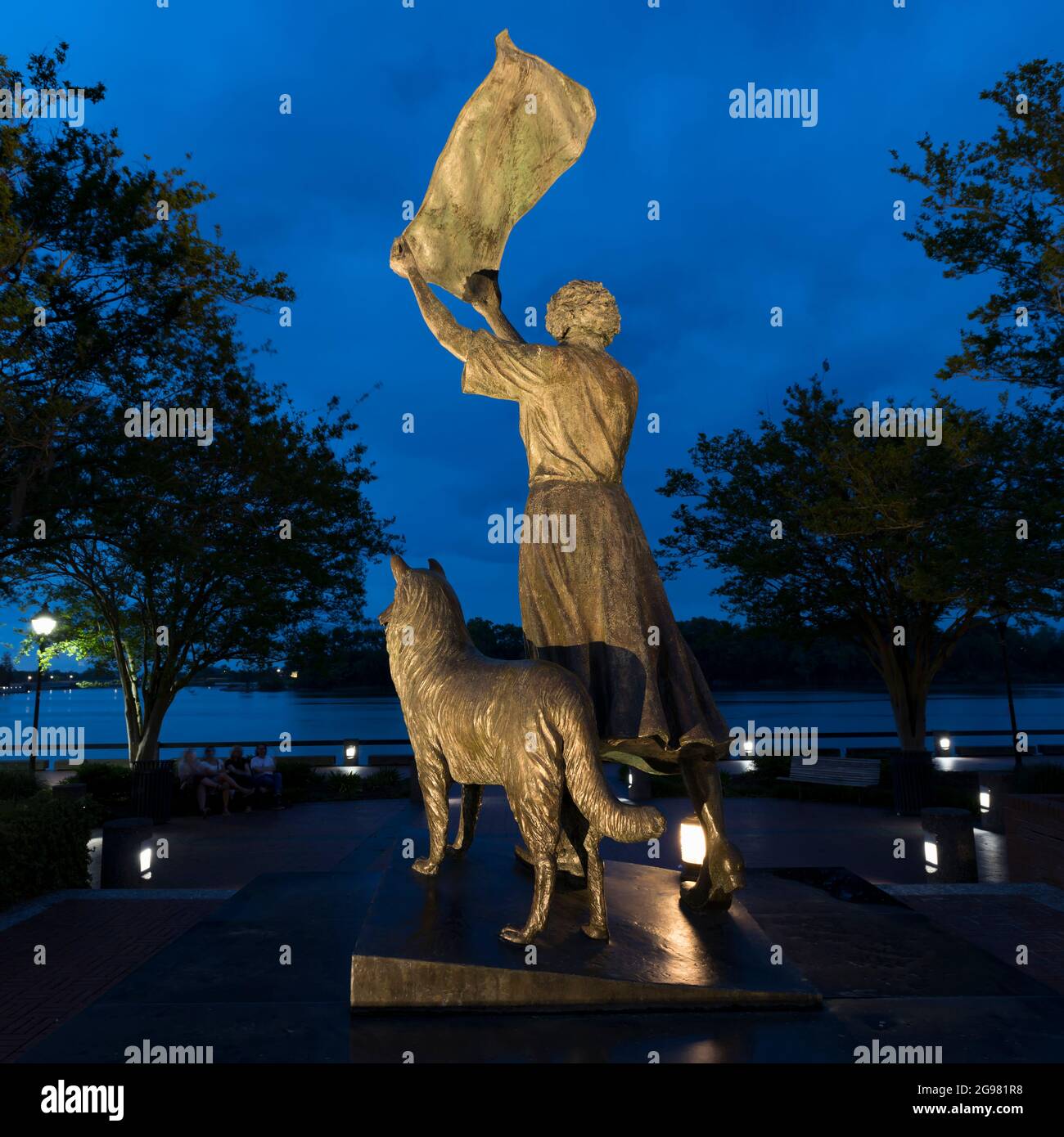 Waving Girl Statue, Savannah, Georgia, USA Stock Photo