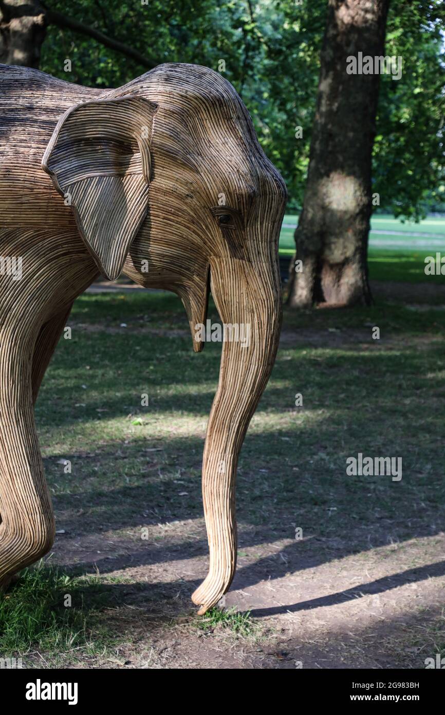 Lifesize elephant sculptures spend their last day displayed in London