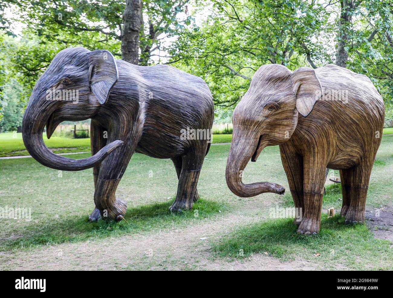 Lifesize elephant sculptures spend their last day displayed in London