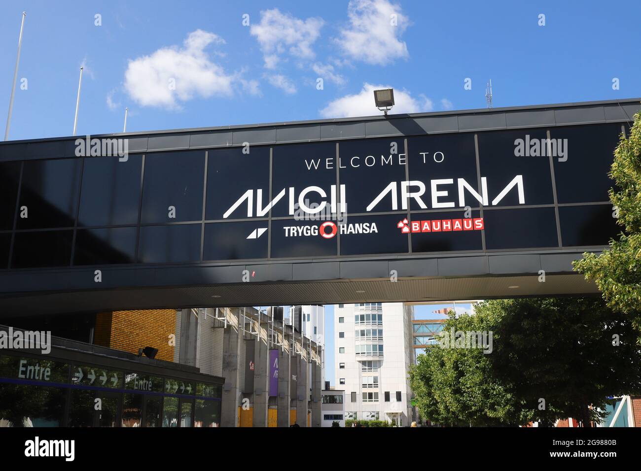 Stockholm Sweden July 23 21 View Of The Sign Outside The Sports And Event Avicii Arena Wich Is The New Adopted Name For The Globe Arena Since M Stock Photo Alamy