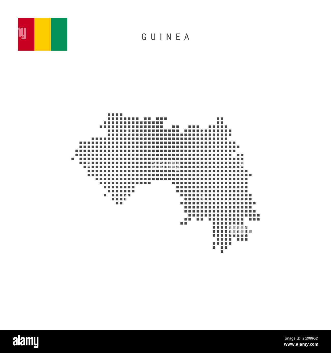Square dots pattern map of Guinea. Republic of Guinea dotted pixel map ...