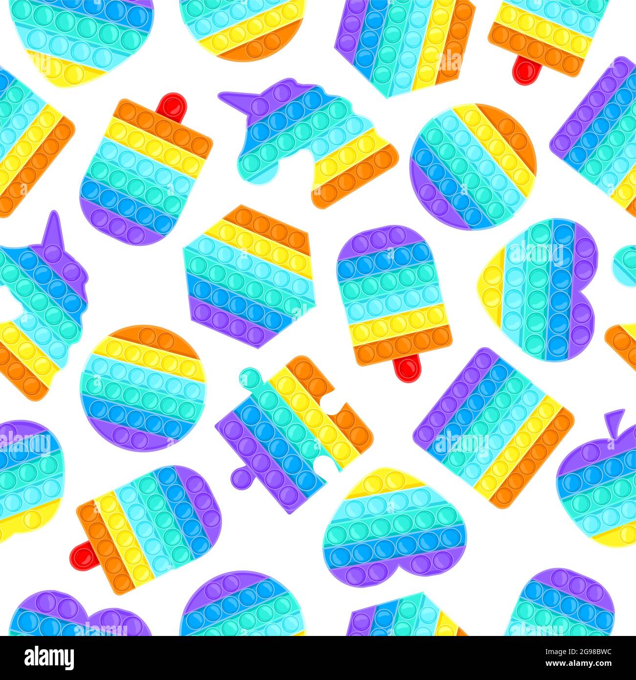 Pop it seamless pattern. Antistress pop it silicone bubbles toys texture,  sensory rainbow vector background illustration. Silicone antistress toys  Stock Vector Image & Art - Alamy