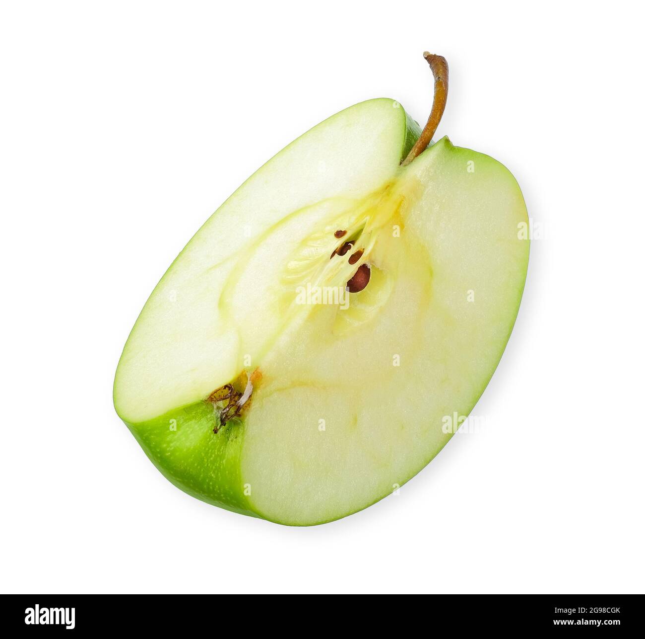 Sliced Green apple isolated on white background. apple clipping path Stock Photo