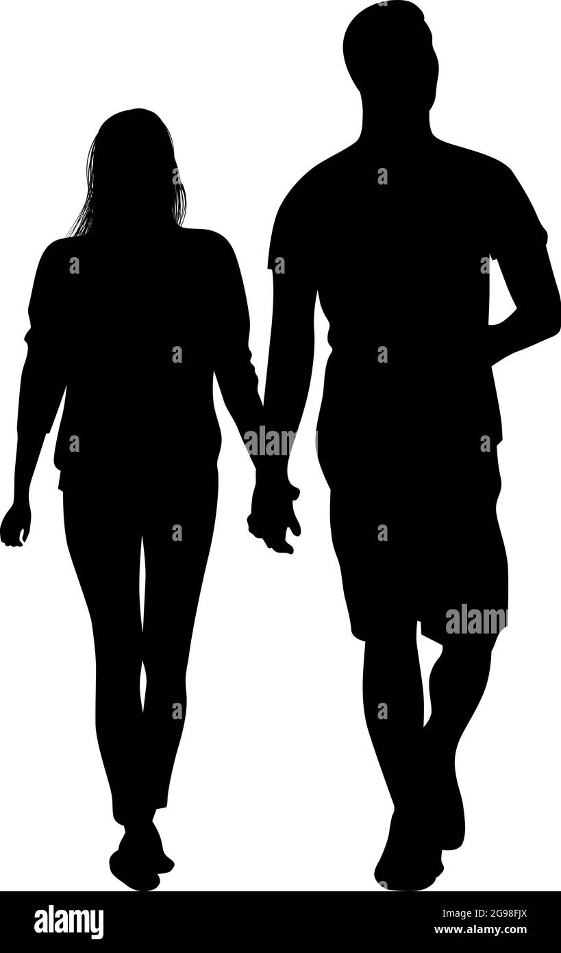 Affectionate couple walking silhouette Stock Vector Images - Alamy